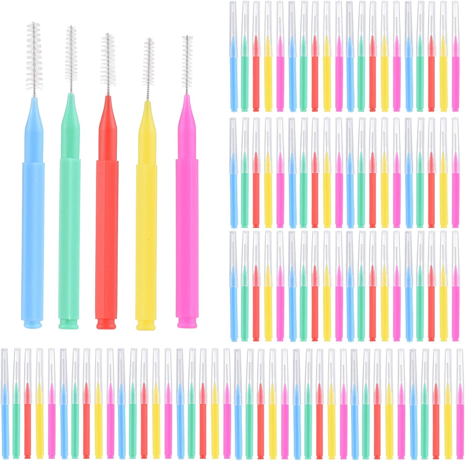 Eacam 100 Pieces Interdental Brushes Floss Toothpick Braces Brush Tooth