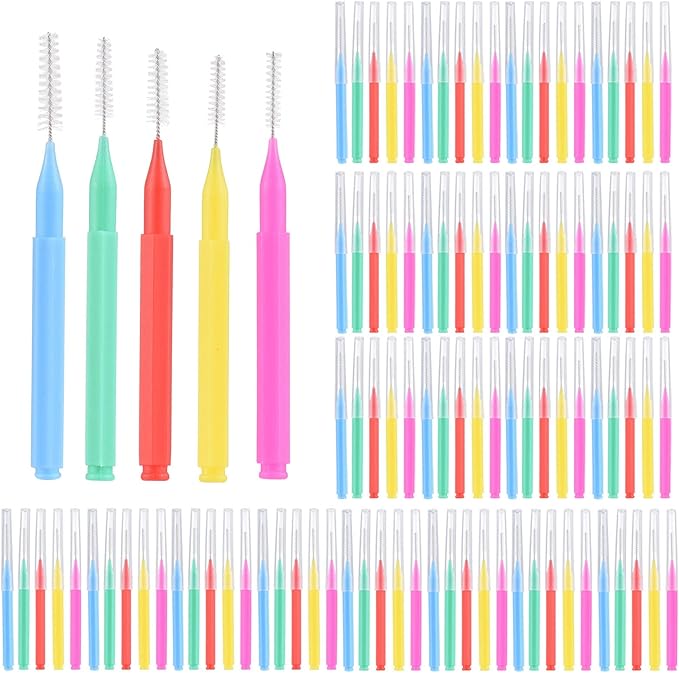 Eacam 100 Pieces Interdental Brushes Floss Toothpick Braces Brush Tooth