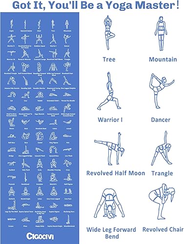 Miniatura 6 de Instructional Travel Yoga Mat with 75 Asanas Poses & Exercises - Christmas Gifts for Wife and Girls, Non-slip Exercise Mat for Home Workout,