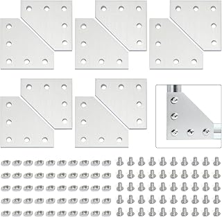 Boeray 10pcs Aluminum Alloy T Slot L Shape Joining Plate and 50pcs M5x8 Hex Screw and 50pcs T Nut for 2020 Series Aluminum Profile
