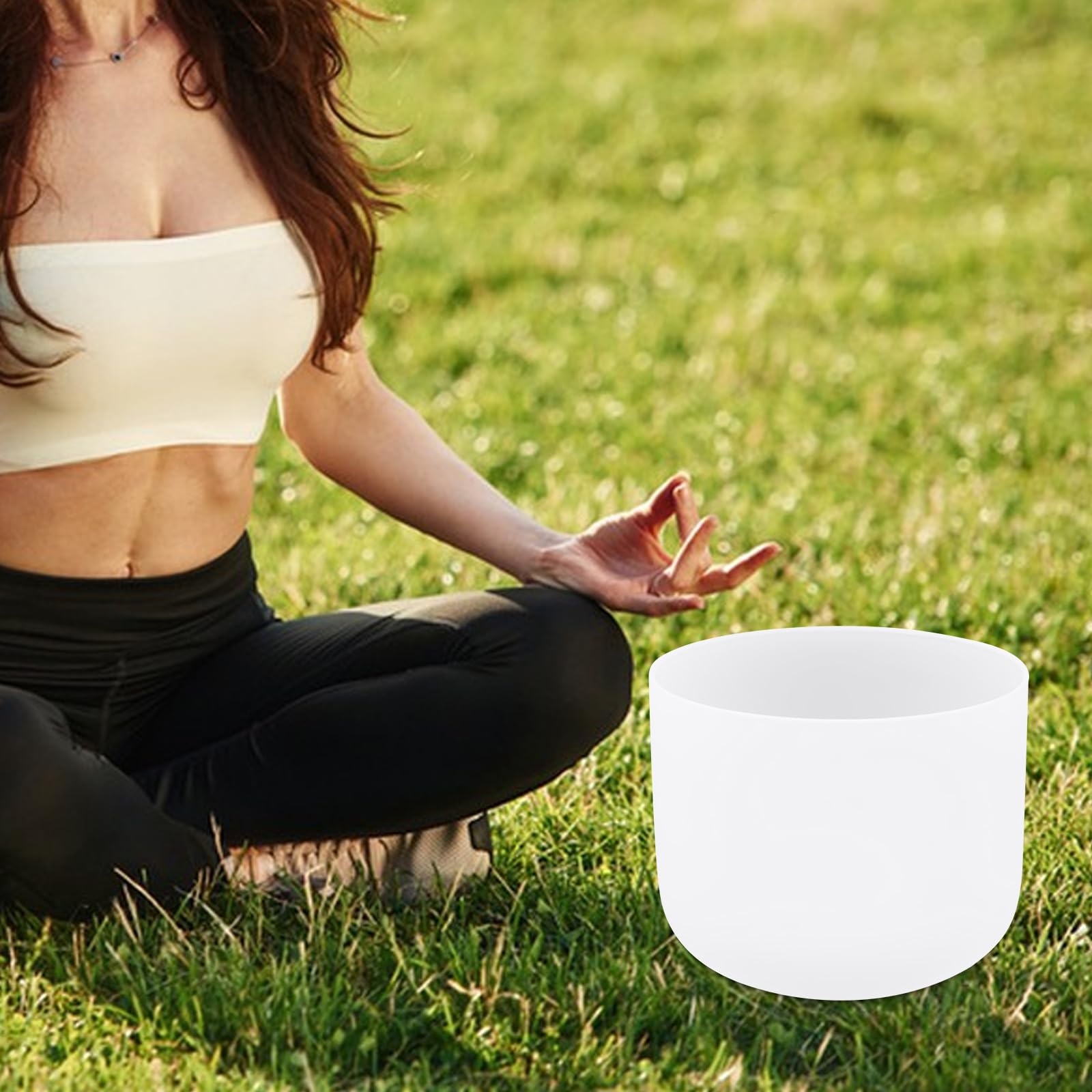 Campana tibetana al quarzo, 432 Hz, con bacchetta e anello in gomma, set di campane tibetane in cristallo, diametro 20 cm, per meditazione, yoga, rilassamento profondo