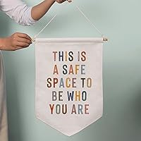 Vista 2 de Cartel colgante de pared This Is A Safe Space, decoración de pared de oficina de terapia, consejero escolar, psicólogo colgante de pared, bandera