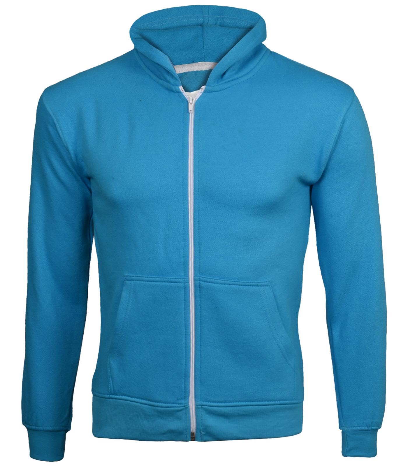 True Face Unisex Kids Turquoise - No Cord Kids Fleece Zip Up Hoodie Hoodies For Boys And Girls, Casual Hoody Comfy Zipper Jackets For Children Plain Hooded Sweatshirt Pe School Jumper (,13 Years)