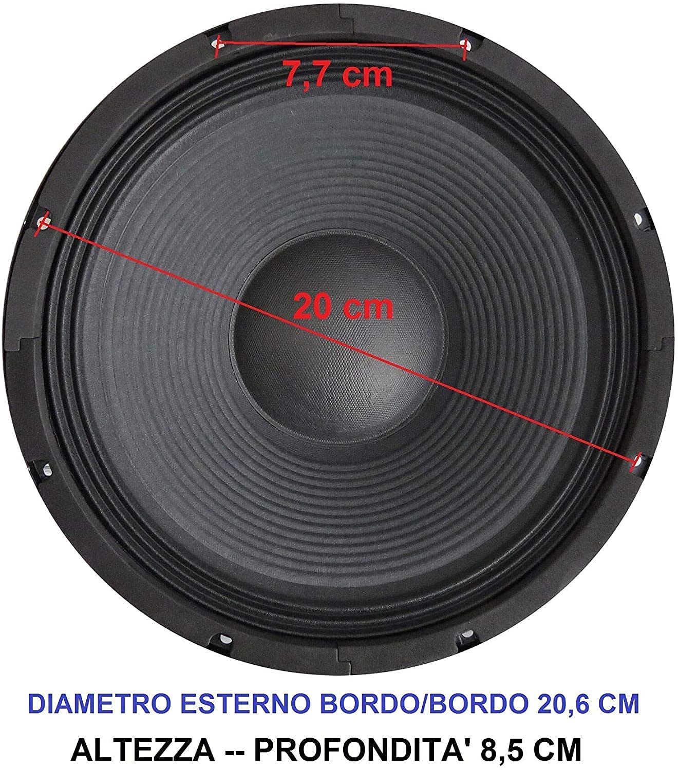 PLUG & SOUND Coppia woofer 20 cm 4 Ohm 8" pollici ** 200w x 2 ** altoparlanti 200mm 21 cm 210mm casse auto