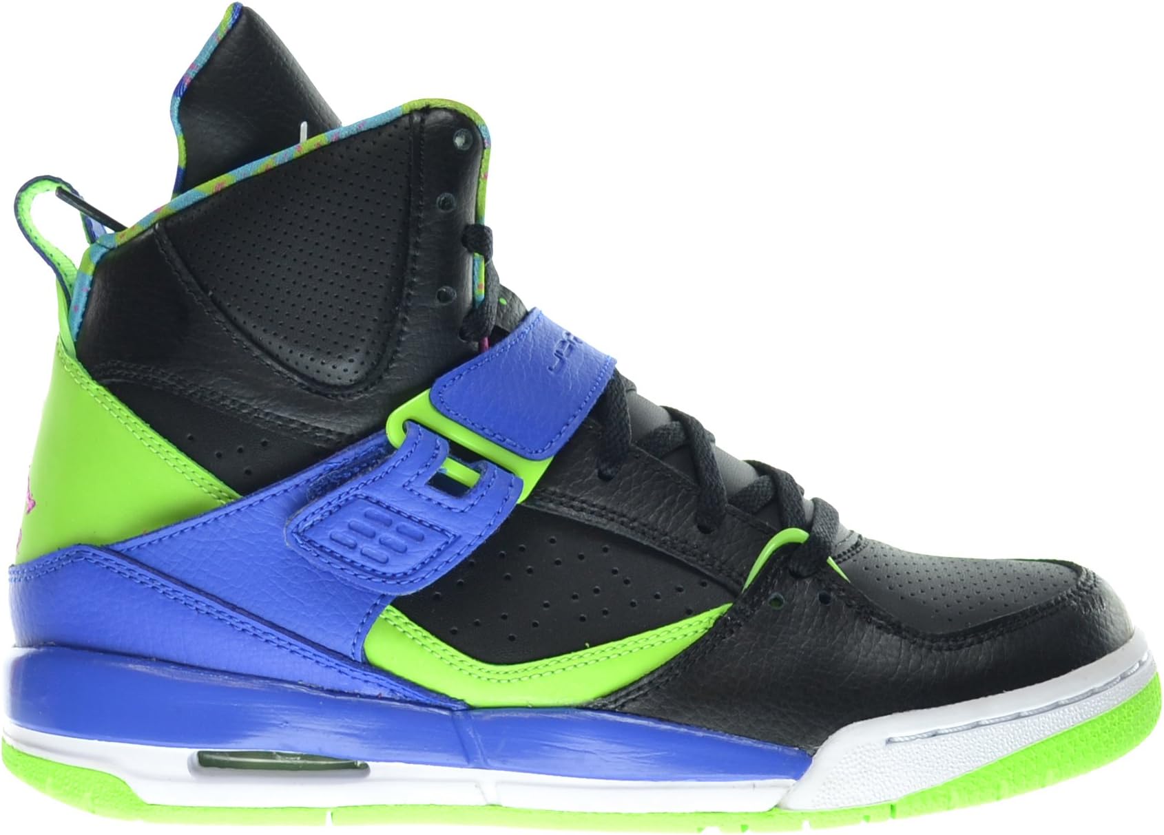 Jordan Flight 45 High (GS) Big Kids Basketball Shoes Black/Club Pink-Gym Royal-Flash Lime 524865-029