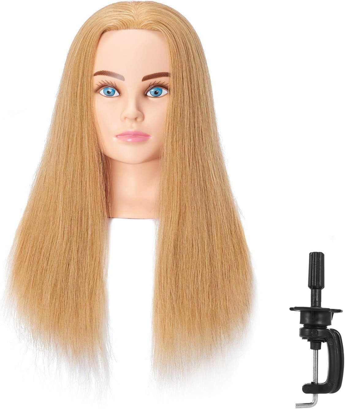 Hairingrid Mannequin Head 24"-26"100% Human Hair Hairdresser Cosmetology Mannequin Manikin Training Head Hair and Free Clamp Holder (R71906W2718H)