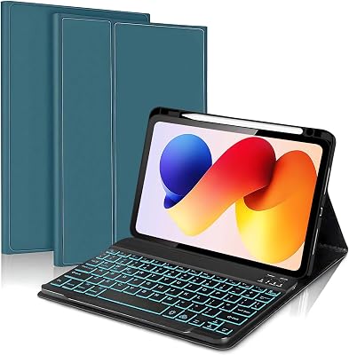 Keyboard case for Xiaomi Redmi Pad 2 Pro 12.1 inch, Magnetic Detachable Wireless Bluetooth Keyboard Built-in 7-Colors Backlit with Pen Holder, Dark Green
