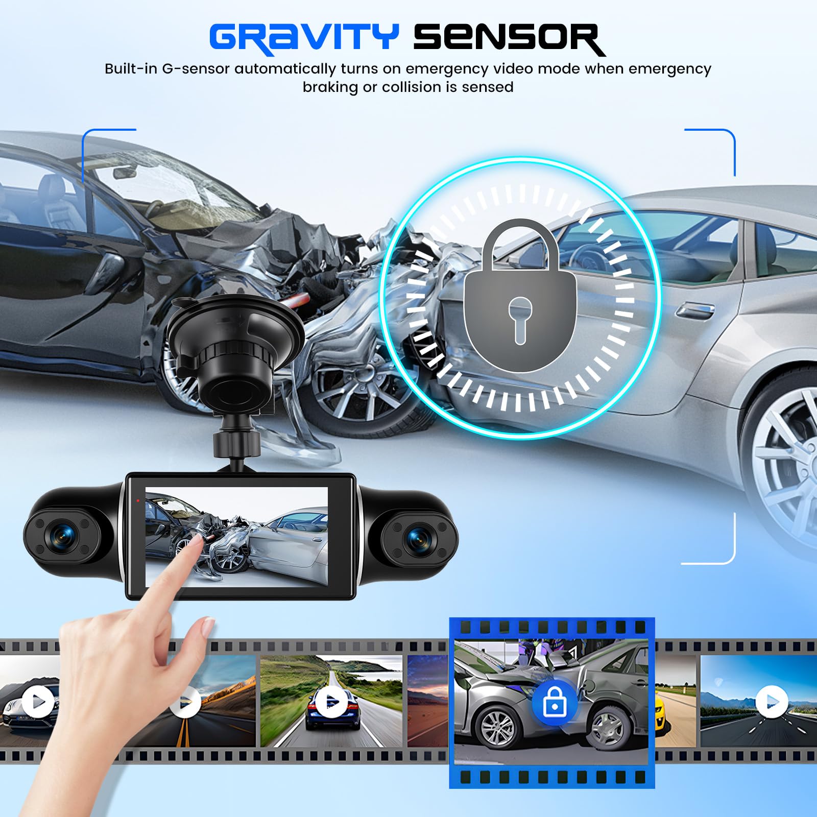 CAMECHO 4 Canales Dashcam 2K Cámara integrada Delantera, Izquierda, Derecha y Trasera con WiFi GPS, Rotación 360° Pantalla Dashcam 3 Pulgadas, Grabación en Bucle, Visión Nocturna, Sensor G
