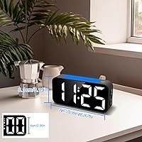 Vista 6 de Reloj despertador ruidoso para dormitorios que duermen pesados, reloj digital con luz nocturna, pantalla grande, alarma doble, repetición, reloj
