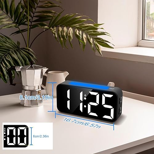 Miniatura 14 de Relojes despertadores ruidosos para dormitorios que duermen pesados, reloj digital de noche con luz nocturna, pantalla grande, alarma doble, RGB