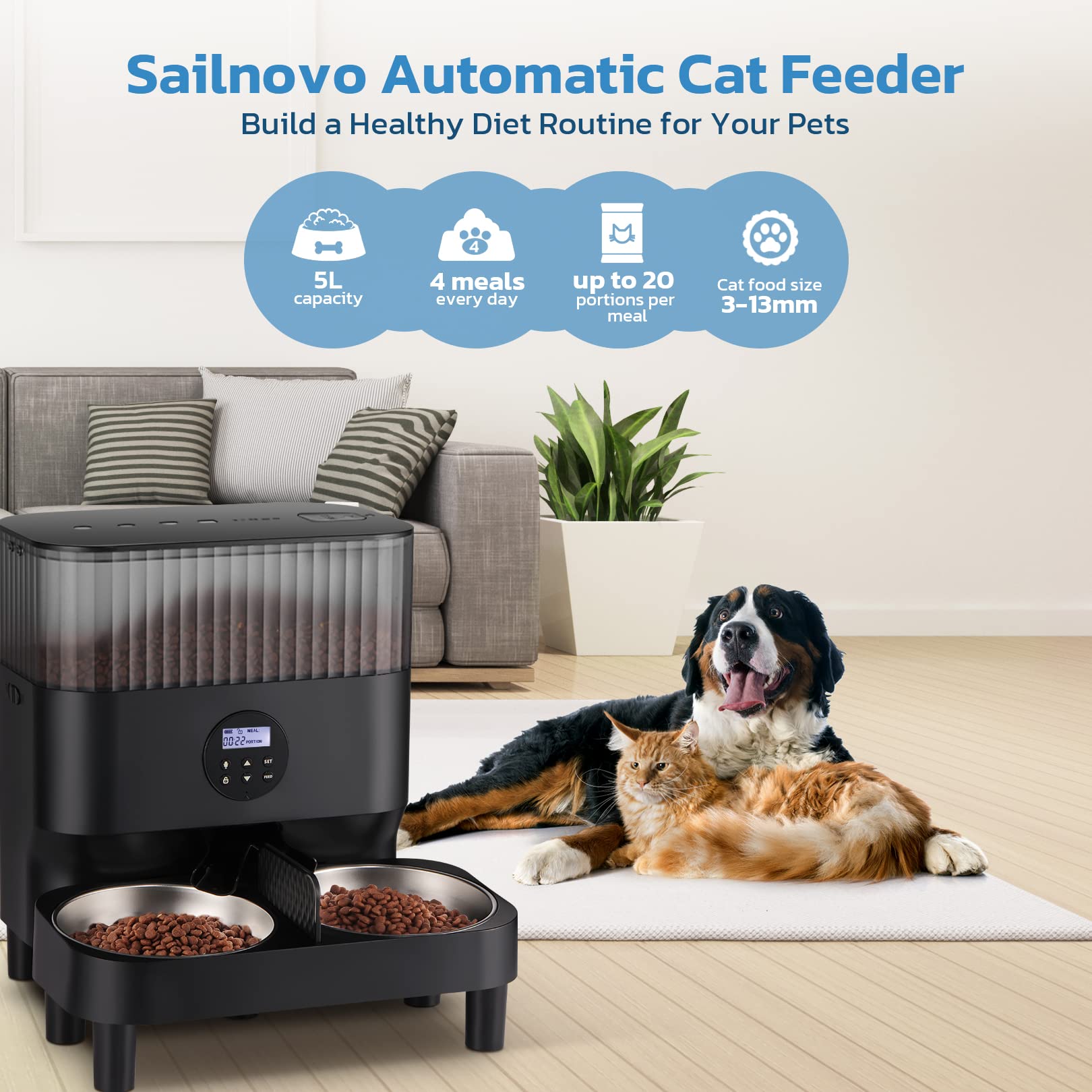 Mangiatoia Automatica Casfuy Per Gatti - Dispenser Cibo Umido Ricaricabile Con 4 Ghiaccioli, Programma 6 Pasti Giorno - Foto 9