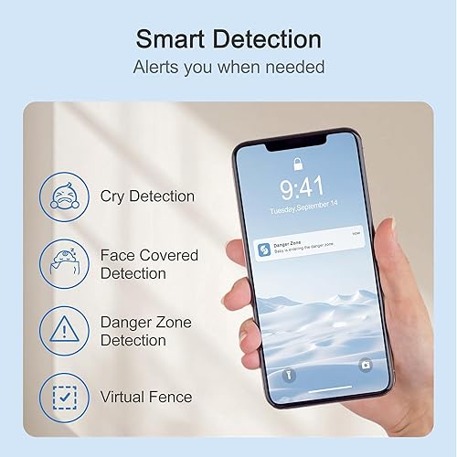 Miniatura 5 de Simsky Split Screen Video Baby Monitor with Cameras, Dual 4MP Cameras with 6X Zoom, 7" UHD Touch Screen Portable Audio Baby Monitor 32GB Local