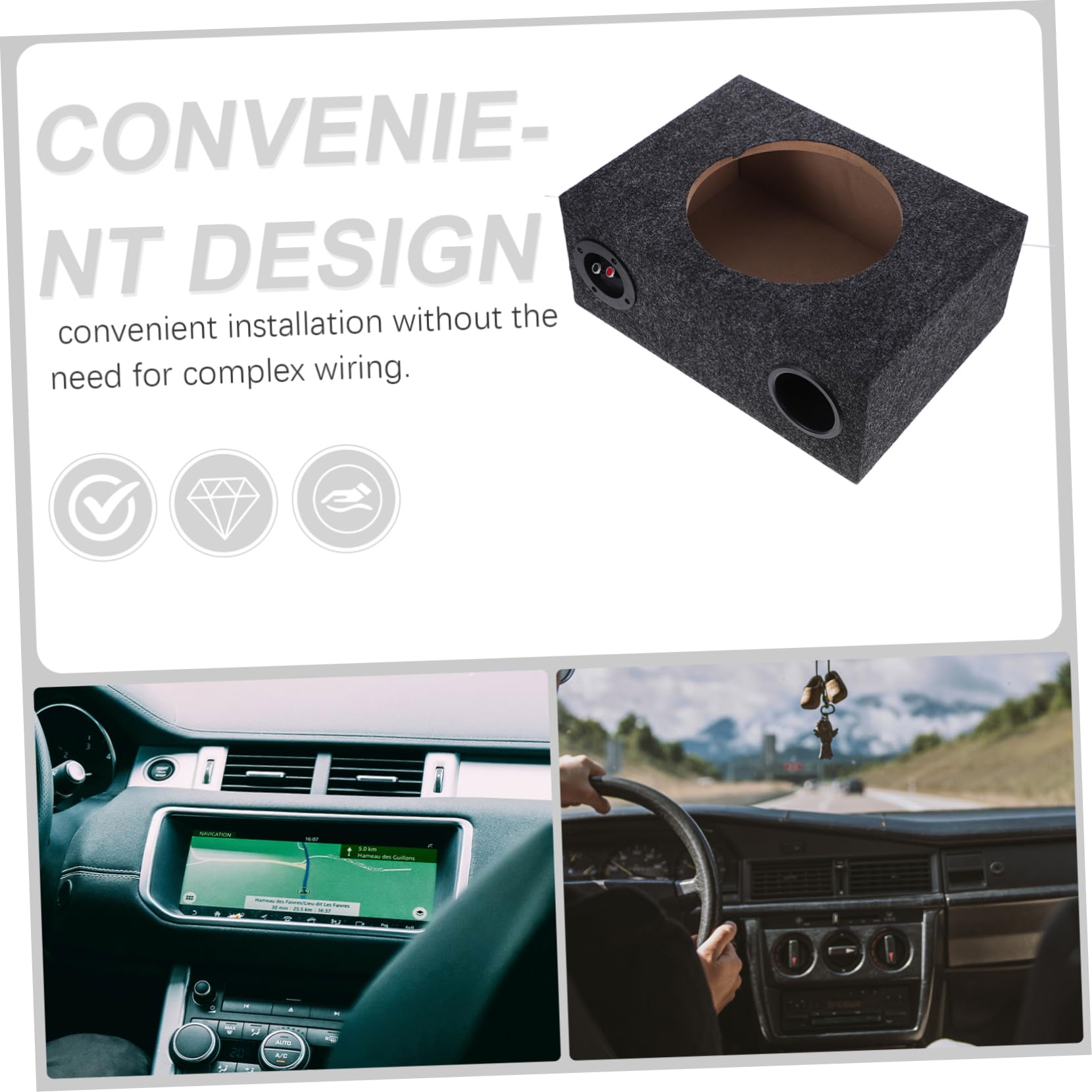 Vaguelly Box Cassa in Legno e Abs Auto da 10 Pollici per Subwoofer prodotti Design Sottile e Installazione Semplice per Integrazione negli Interni del Veicolo