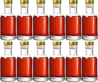 Clear Glass Bottles 3 oz - 100ml [Pack of 12] for Wine Beverages Drinks Oil Vinegar Kombucha Beer Water Soda with Cork Stopper Airtight Lid