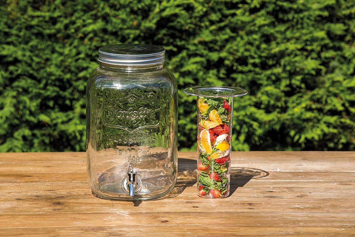 La zappa Getränkekaraffe Getränkespender aus Glas mit Wasserhahn und Metallständer 7,5 l
