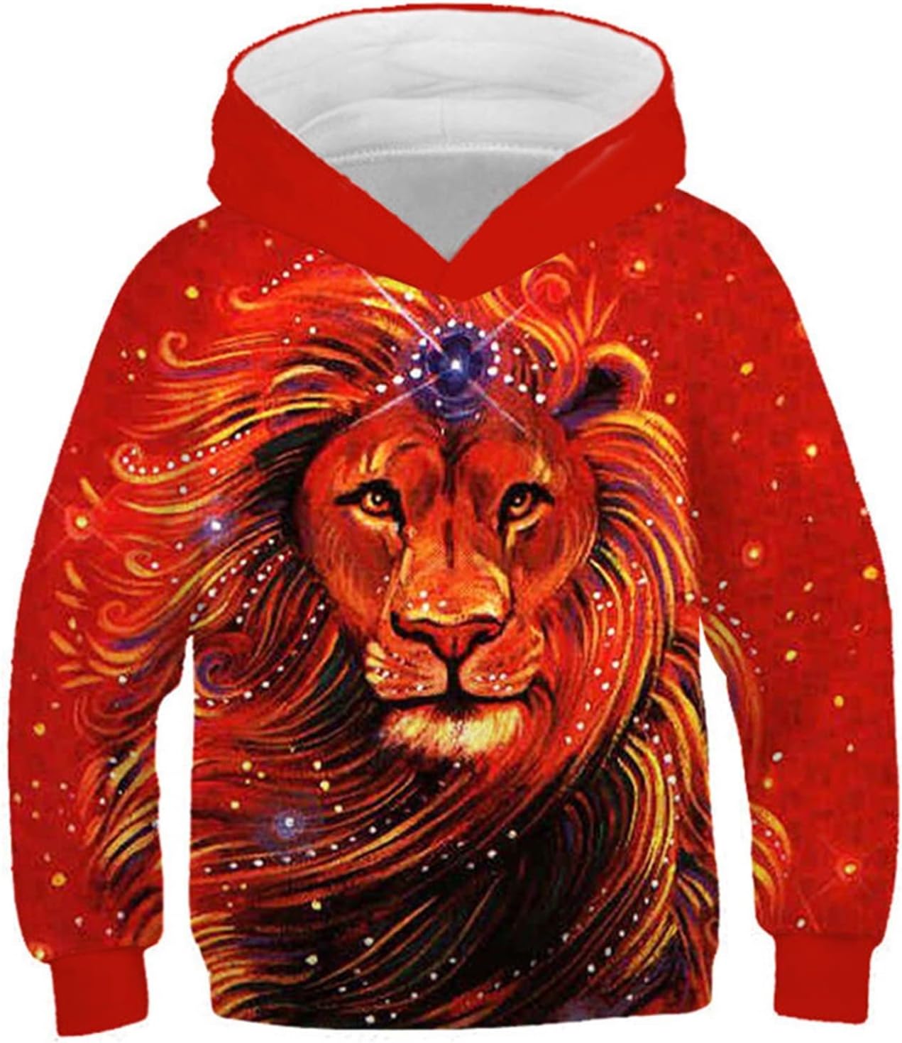子供用 3D パーカー 4～13歳 漫画動物 ライオンプリント 男の子 女の子 フード付き スウェットシャツ 子供用 プルオーバー