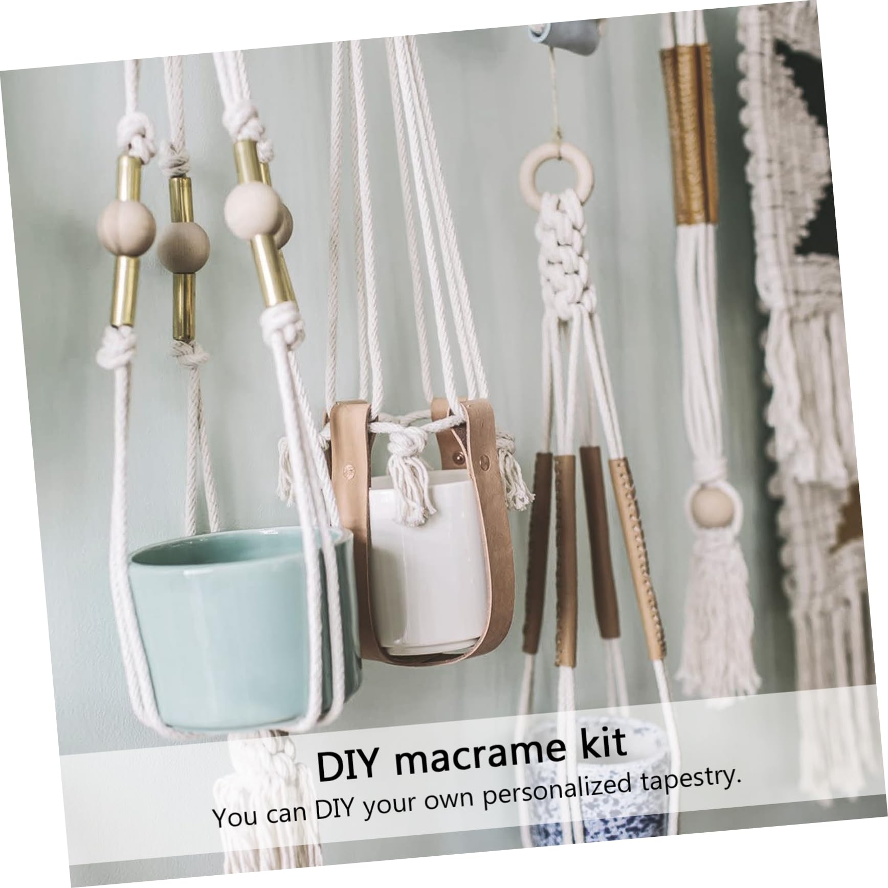 NUOBESTY 1set Kit Macramè Completo Per Creazioni Artistiche Di Arazzi e Decorazioni Murali Materiale Versatile Per Hobbisti e Principianti Per Appendere Piante e Ornamenti Domestici