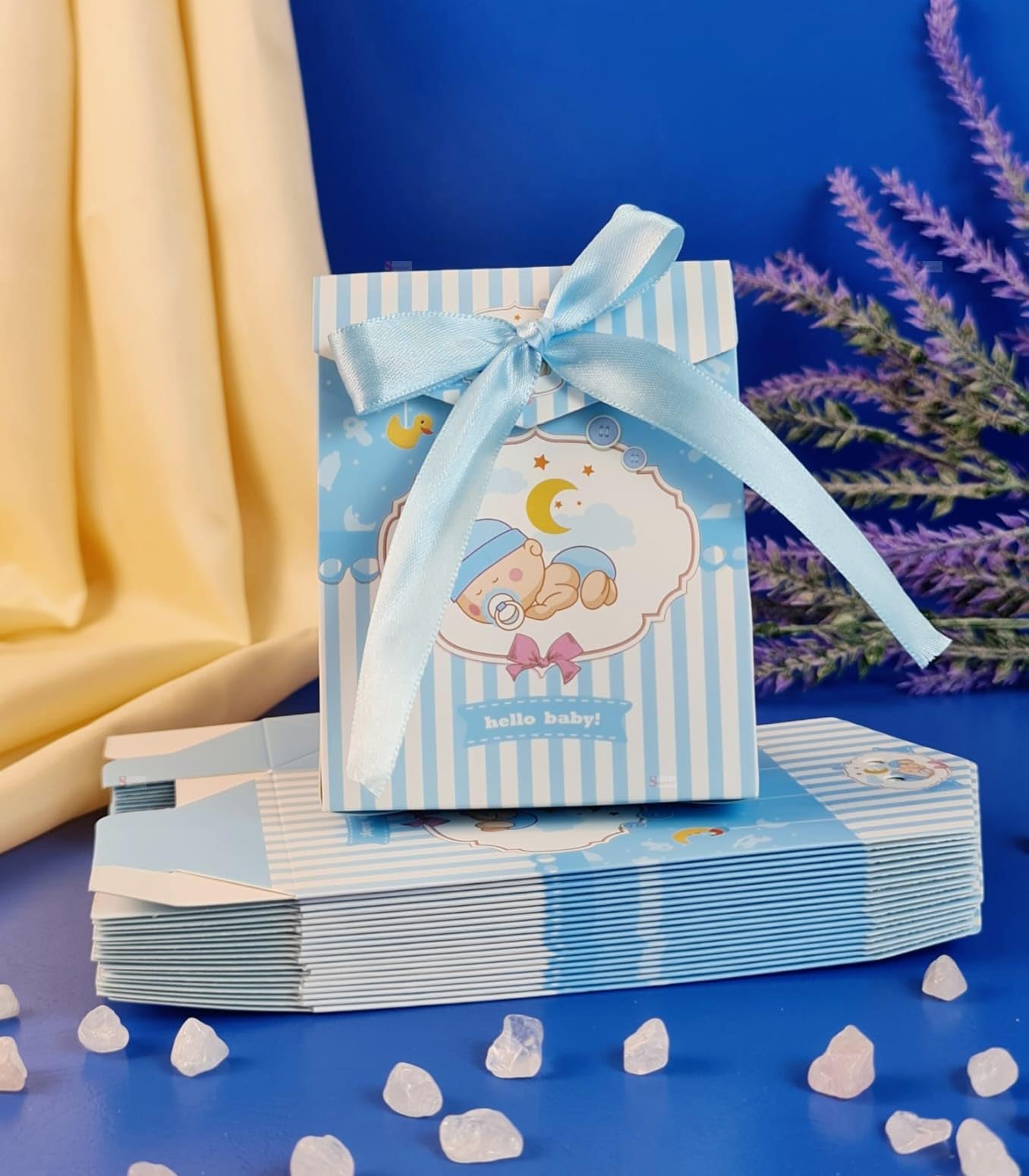 SATYAM KRAFT 20 Pcs Decorative Paper Folding Storage Box with Blue Ribbon for Return Gift, Christmas, New Year Gift Box, Wedding Gift,birthday,for kids,Packing Chocolate, Dry Fruit(Pack of 20)(Blue) (B0D49MQC2X) Amazon Price History, Amazon Price Tracker