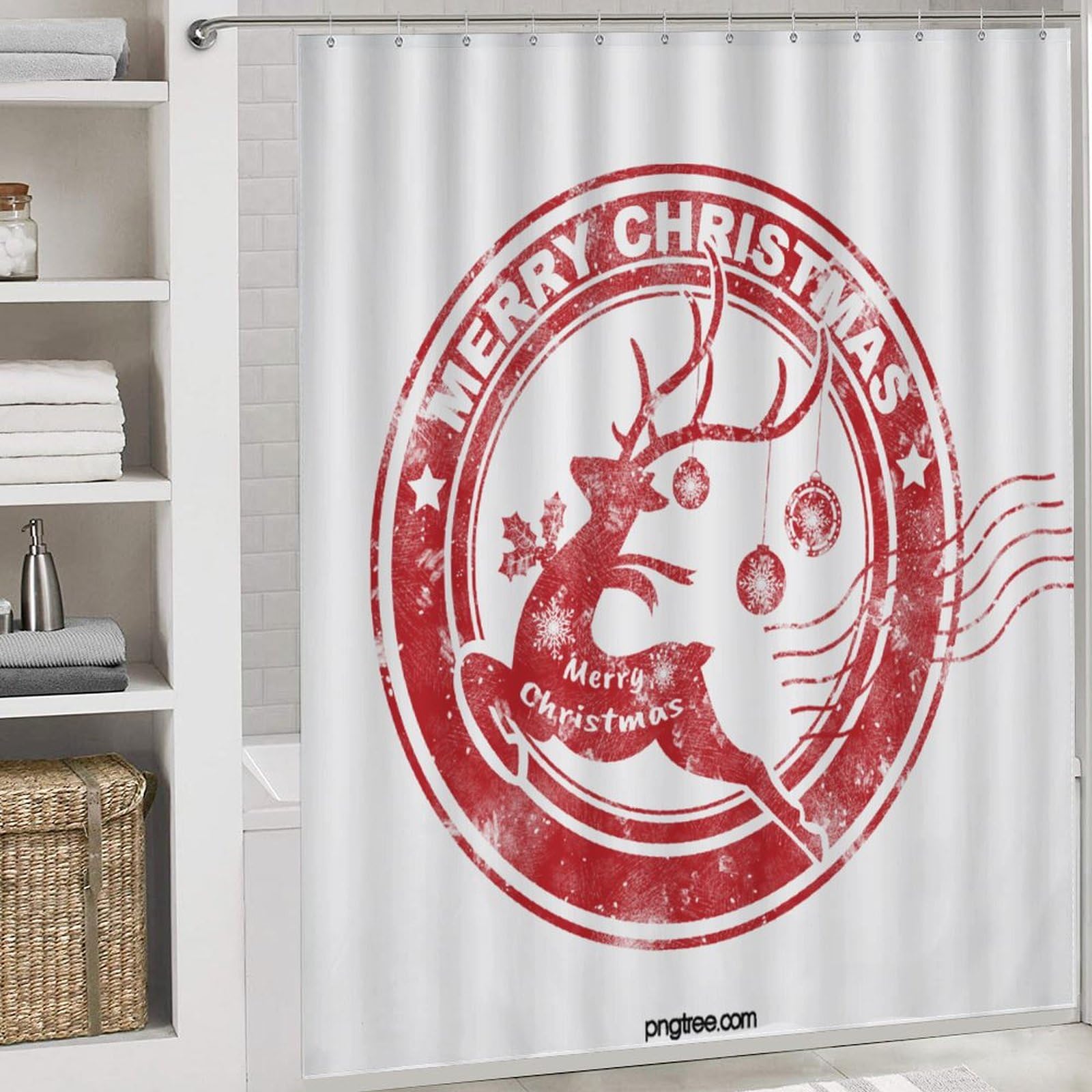 Colección navideña Baño de Cuatro Piezas Tappeto De Baño Absorbente Y Antideslizante, con Material De Diatomita, Ideal para Baños Modernos 183×183cm