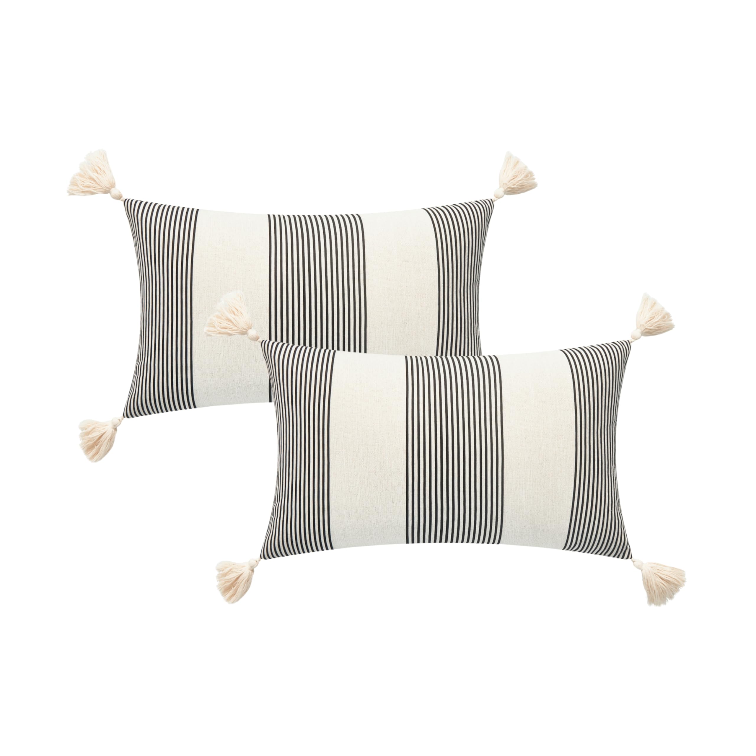 Hofdeco Premium Modern Boho Moroccan Indoor Outdoor Lumbar Pillow Cover Only, 12"x20" Water Repellent for Backyard, Couch, Stripes