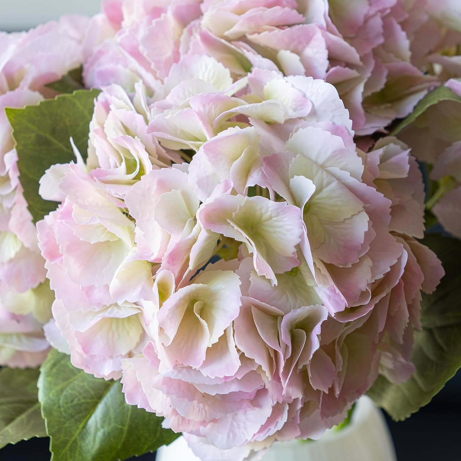 DUYONE 4pcs 22.4'' Realistic Large Artificial Hydrangea Flowers with Long Stem,Lifelike Latex Soft Flowers for Home Decor Wedding Arrangements Party Living Room Bouquets