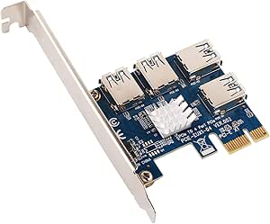 Ubit 1 to 4 PCI-E Riser Extender for BitcoinLitecoin ETH Coin 4 in 1 PCI-E Riser Adapter Board USB3.0 PCI-E Rabbet- Ethereum Mining ETH (4 in 1