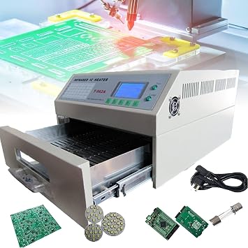 Reflow Oven 800W/1500W Desktop Reflow Oven Soldering Station Soldering Machine Infrared Heating, Soldering Area Drawer Type Lead Free Reflow Soldering Machine,T-962a1500w