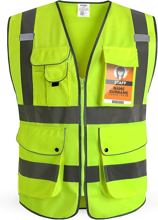 HPHST MultiPocket Reflective Safety Vest for Women and Men High