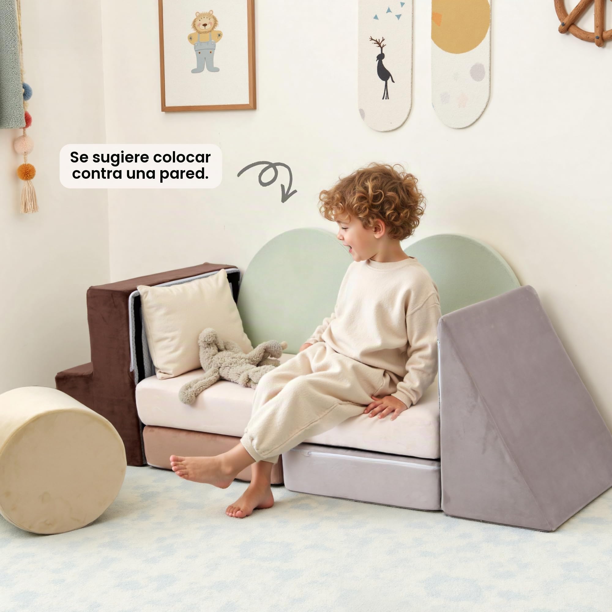 BanaSuper Bloques de Espuma para Escalada Bebés, Gimnasio para Bebé con Colchoneta, Juego Motricidad, Escalador Blando y Bloques Psicomotricidad, Certificado EN71 Juguete Montessori Interior
