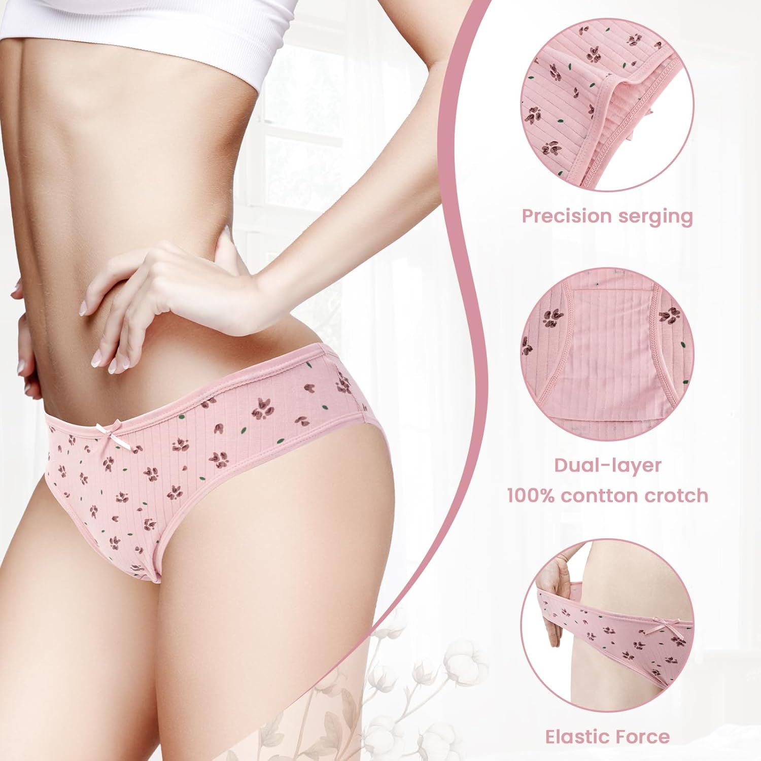 Women's Underwear Bikini Panties Soft Breathable Lace Edge Briefs Cotton Ladies Panties - Image 4
