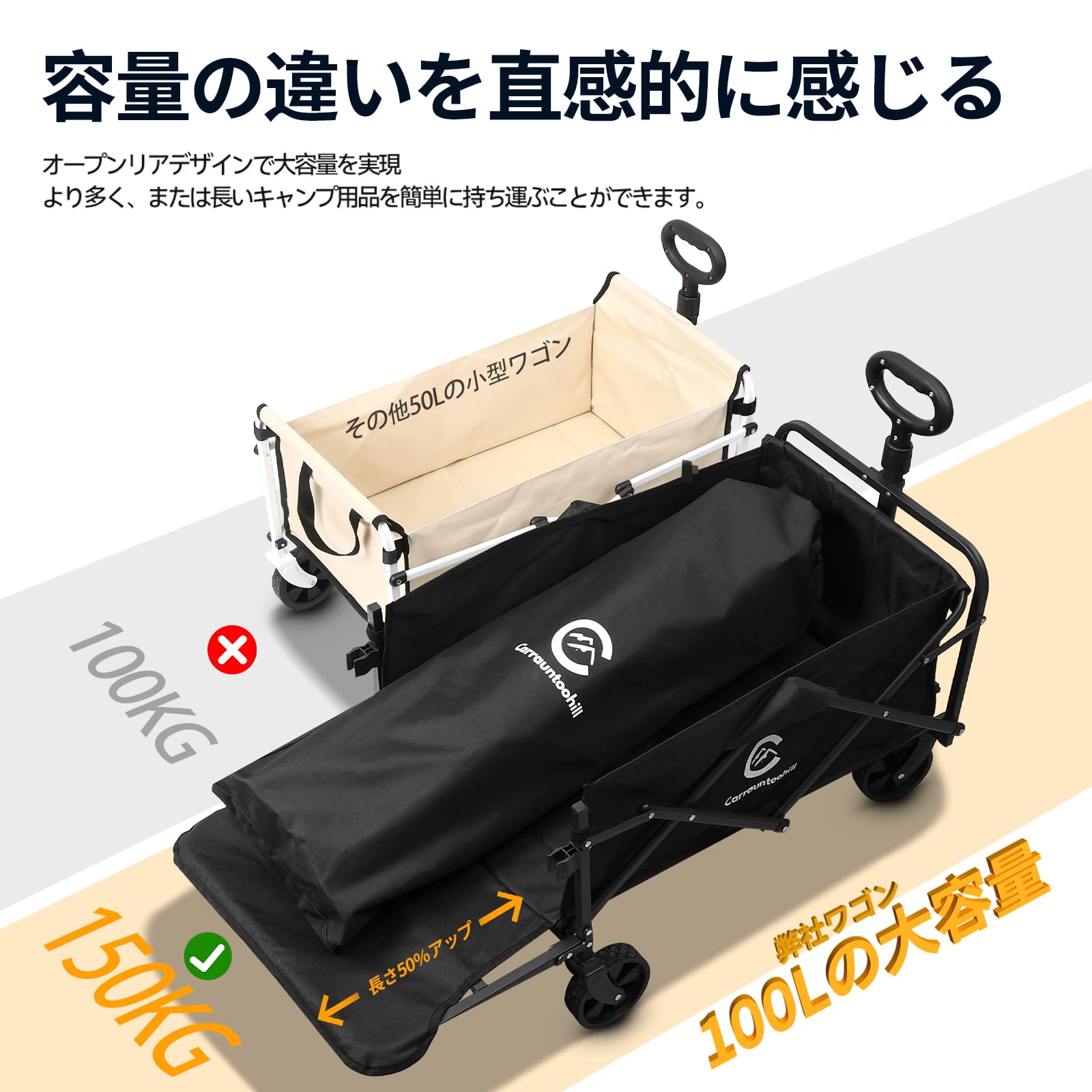 Amazon.co.jp: Carrauntoohill アウトドアワゴン 【後部展開可】100L大