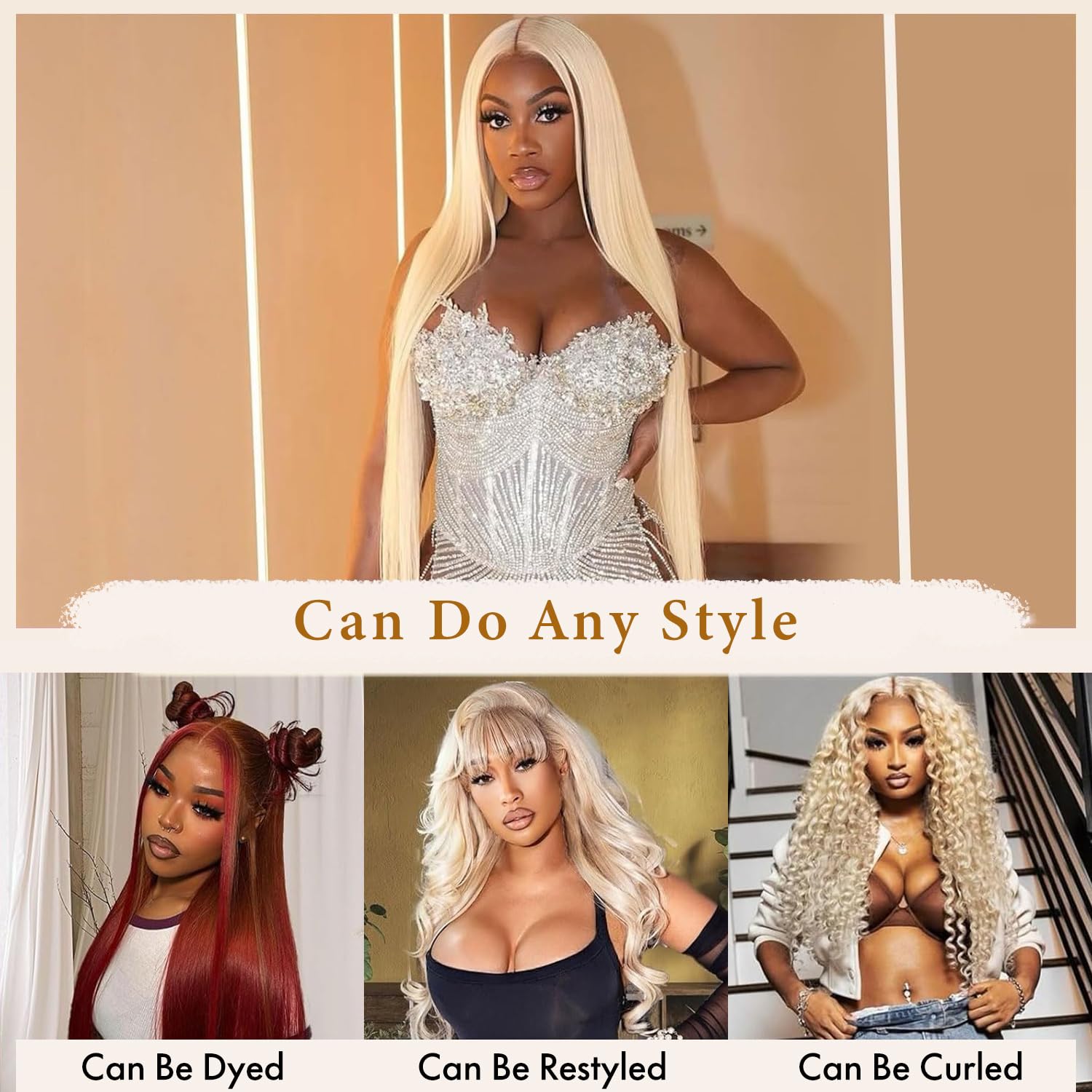 613 Bundles Human Hair 613 Blonde Body Wave Human Hair Bundles, 3 Bundles 16 18 20 Inch, 613 Bundle Human Hair Extensions, 100% Unprocessed Brazilian Virgin Blonde Hair Dyeable, 3X Longer Lifespan