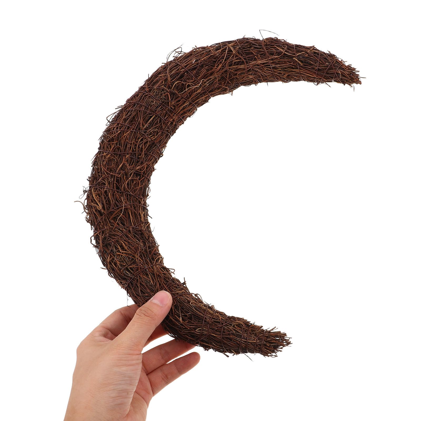 TOYANDONA 4 Piezas Guirnalda Navideña de Ratán Forma de Luna, 30cm, Negra