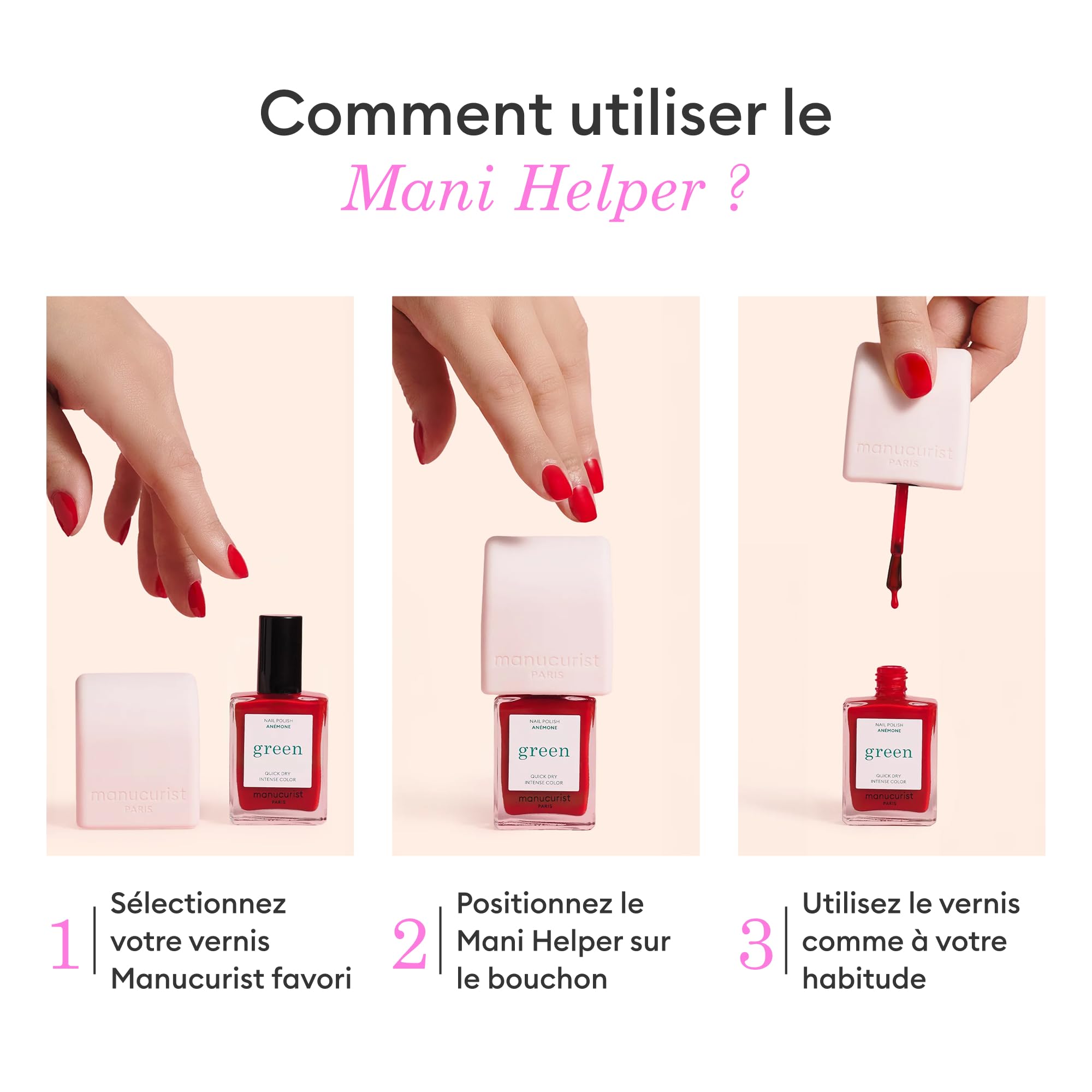 Manucurist Mani Helper - Applicateur pour Vernis à Ongles Classique Green, Vernis Semi Permanent Green Flash, Vernis Soin Active Glow- Facilite la Pose de Vernis - Accessoire Ongle - Outil Manucure