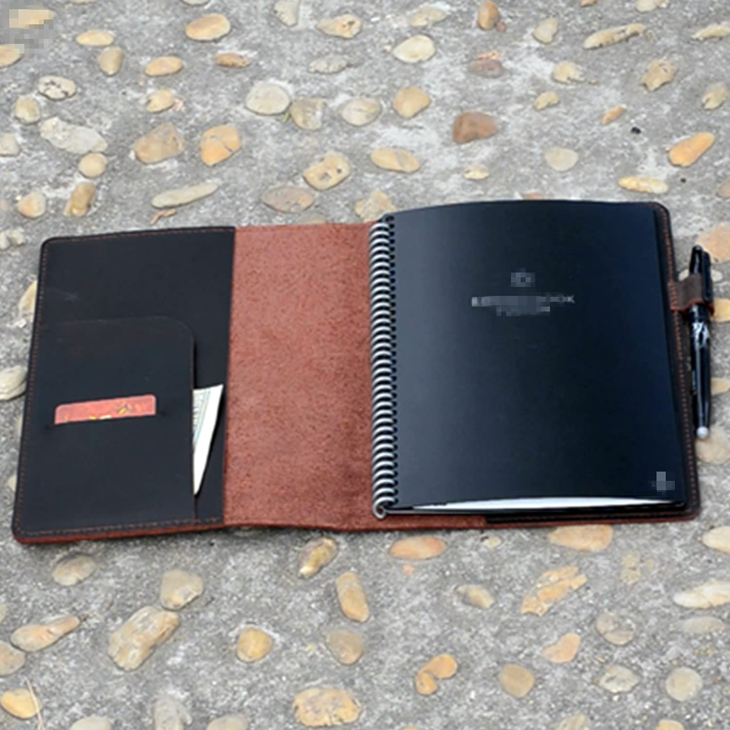 JJNUSA Étui pour carnet de notes en cuir véritable vieilli fait à la main pour Everlast, Fusion, Wave Moleskine, A4 avec passant pour stylo 27,9 x 21,6 cm