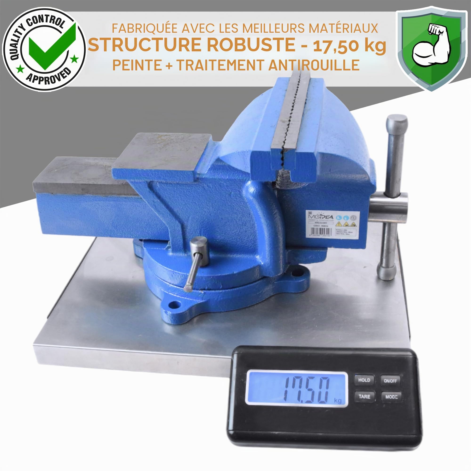 Étau d'établi fonte 200 mm enclume mâchoire mandrin manivelle tubes outil atelier garage