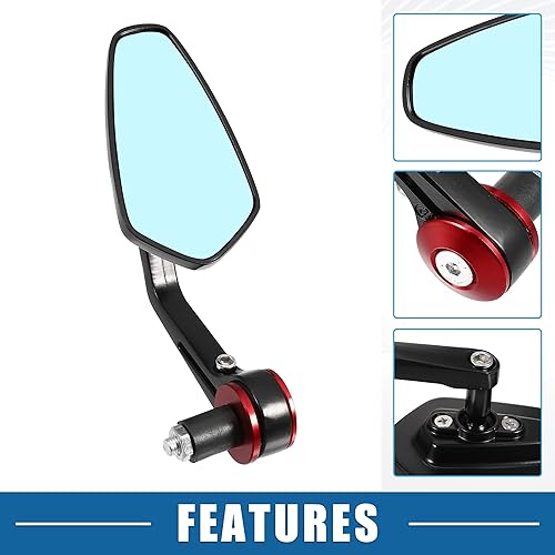 Miniatura 3 de Espejo retrovisor lateral para motocicleta, antideslumbrante, para manillar de motocicleta, lente azul, rojo, 1 par