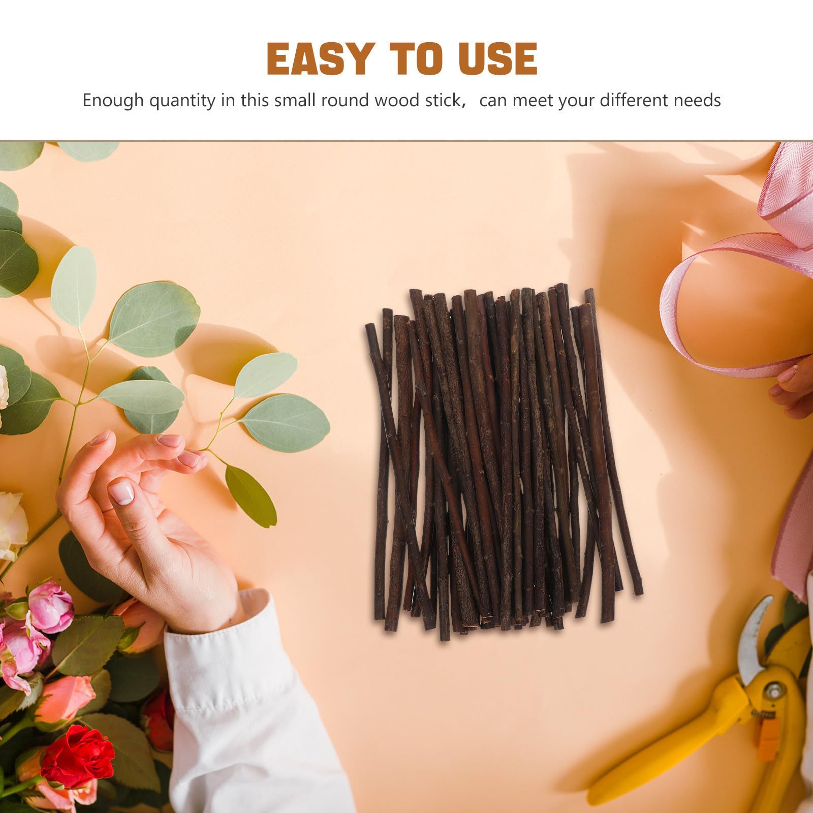 DOITOOL 50 Unidades Palitos de Madera para Manualidades DIY de Madera Natural Marrón, Redondos, Fáciles de Manejar y Resistentes, Ideales para Decoración de Jardín y Actividades Infantiles