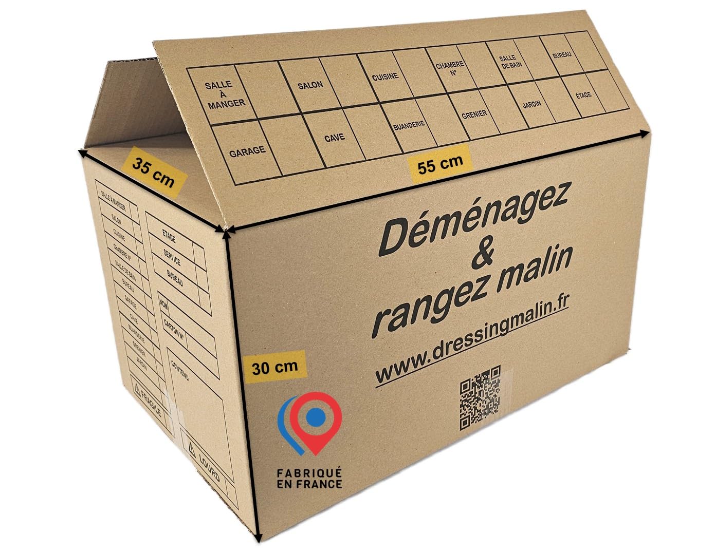 Kit Déménagement T4, 60 Cartons Robustes, Tailles Multiples, avec Accessoires