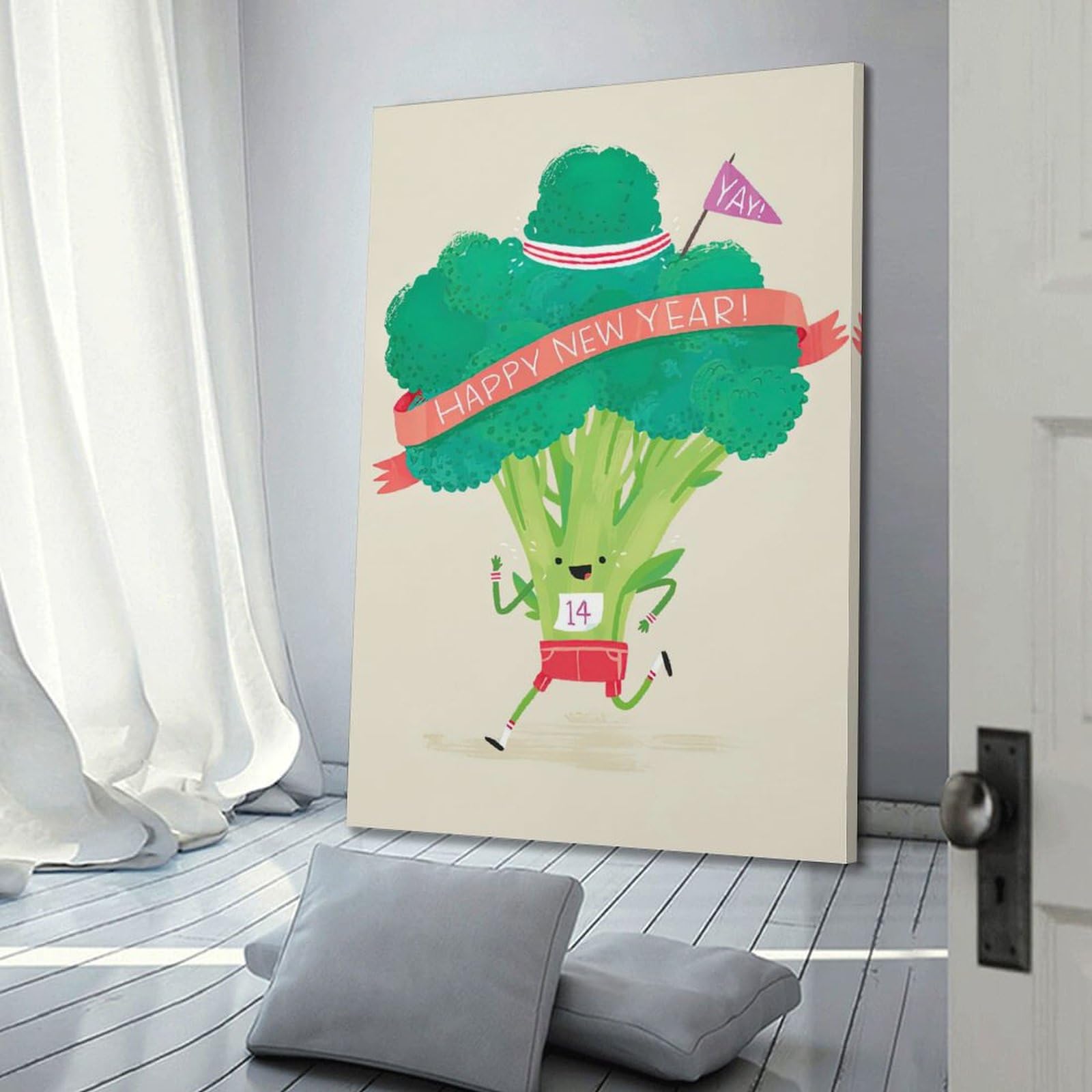 DLJGDS Niedliches und interessantes Gemüse-Poster, Illustration, Brokkoli, dekoratives Gemälde, Leinwand, Wandposter und moderne Familienschlafzimmer-Dekoration, 50 x 75 cm