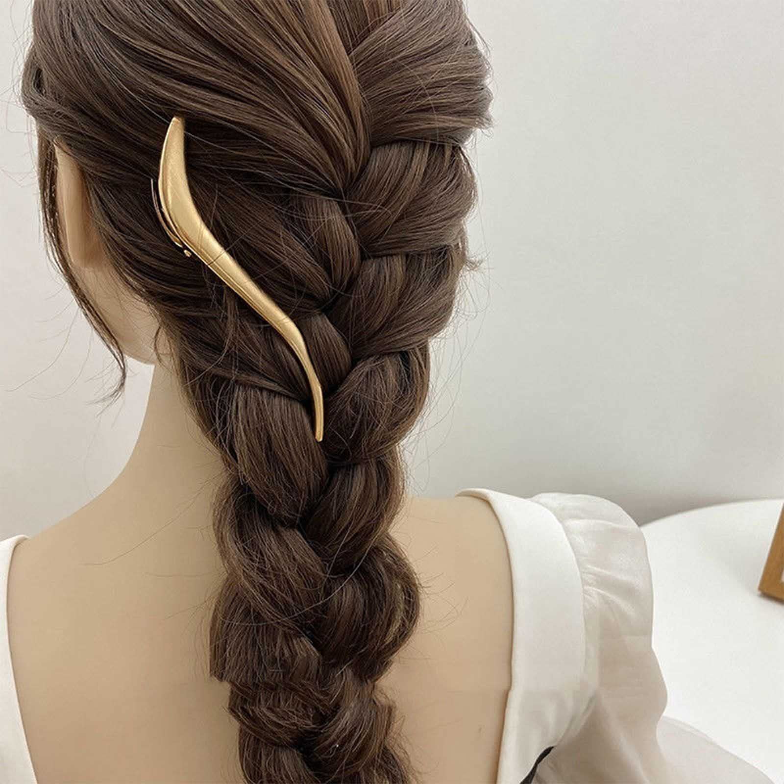 Cybche Metal Hair Clip Barrette Gold Metal Hair Clips Pin Minimalist Side Clip Barrette Alloy Alligator Hairpins Decorative Hair Accessories for Women(Gold2) - Image 2