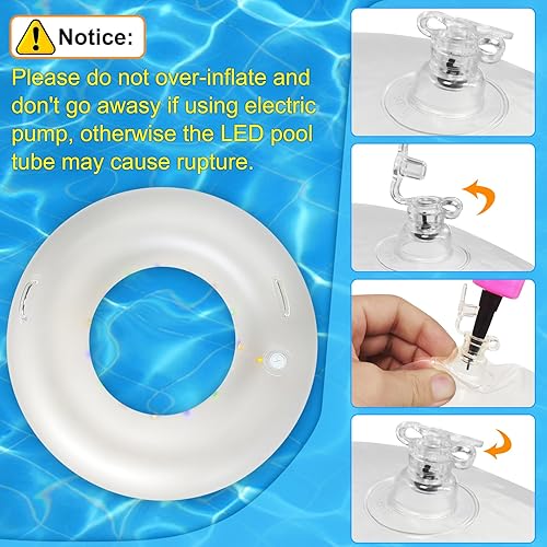 Miniatura 4 de XHKUKO Flotadores de piscina, anillos de natación transparentes de 39.4 pulgadas con luces LED coloridas y asas duales, flotadores LED de piscina