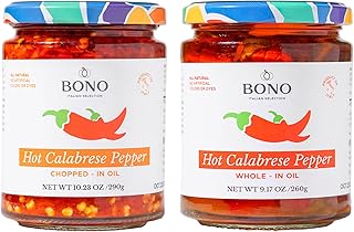 Bono Hot Calabrese Chili Pepper in Oil | Product of Italy | All Natural | No Artificial Colors or Dyes | Non-GMO Verified, (Pack of 2) (2 Pack, Variety)