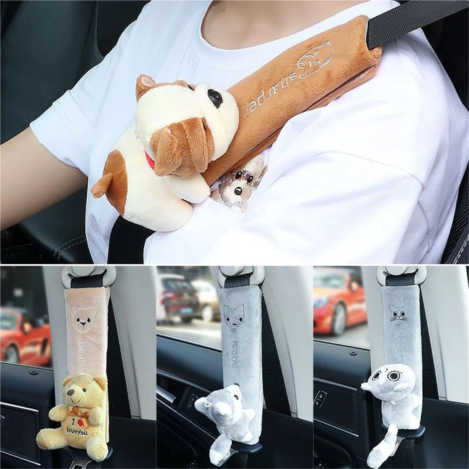 Protector Cinturon Coche Accesorios for cinturón de seguridad de animales, almohadillas for cinturón de seguridad de coche, almohadilla de correa Universal, funda de cojín, Protector de cinturón de se