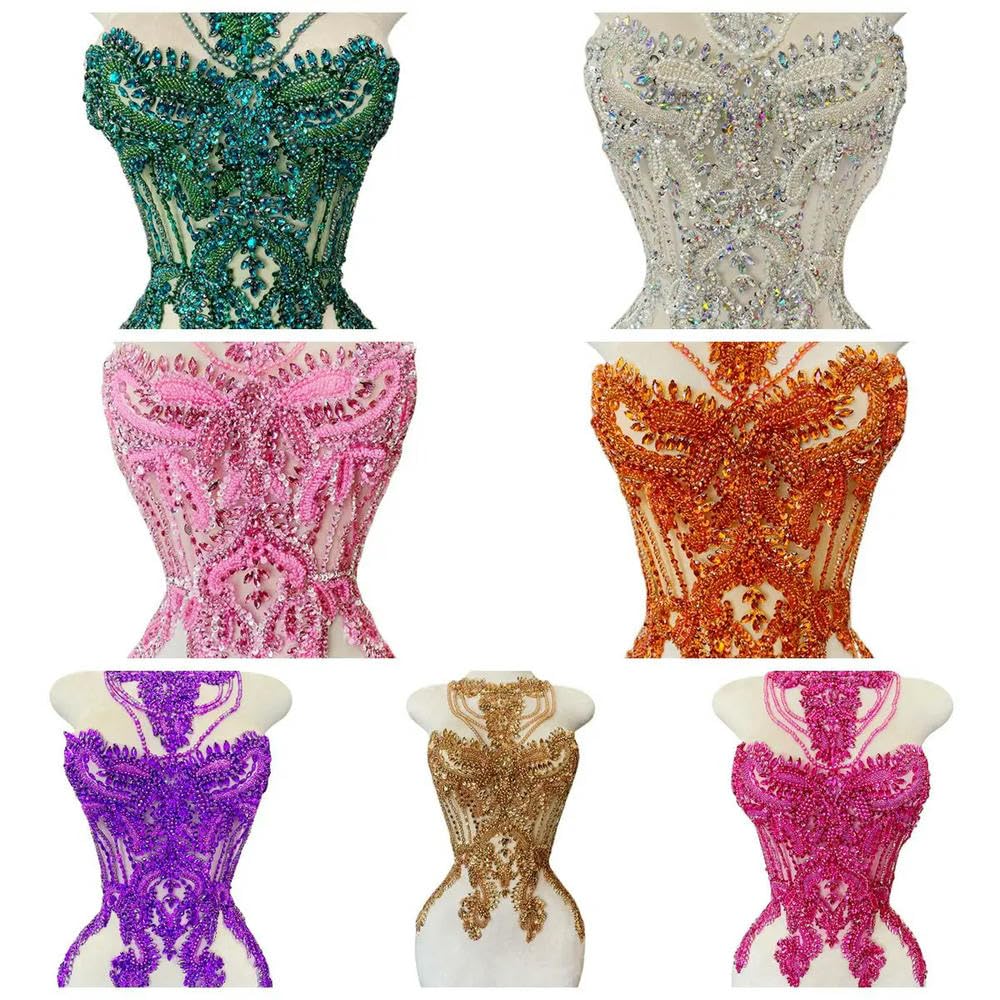 Applique de Corsage en Strass Brillants Faits à la Main, Perles à Coudre, Pierres, Garnitures, Accessoires pour Robe