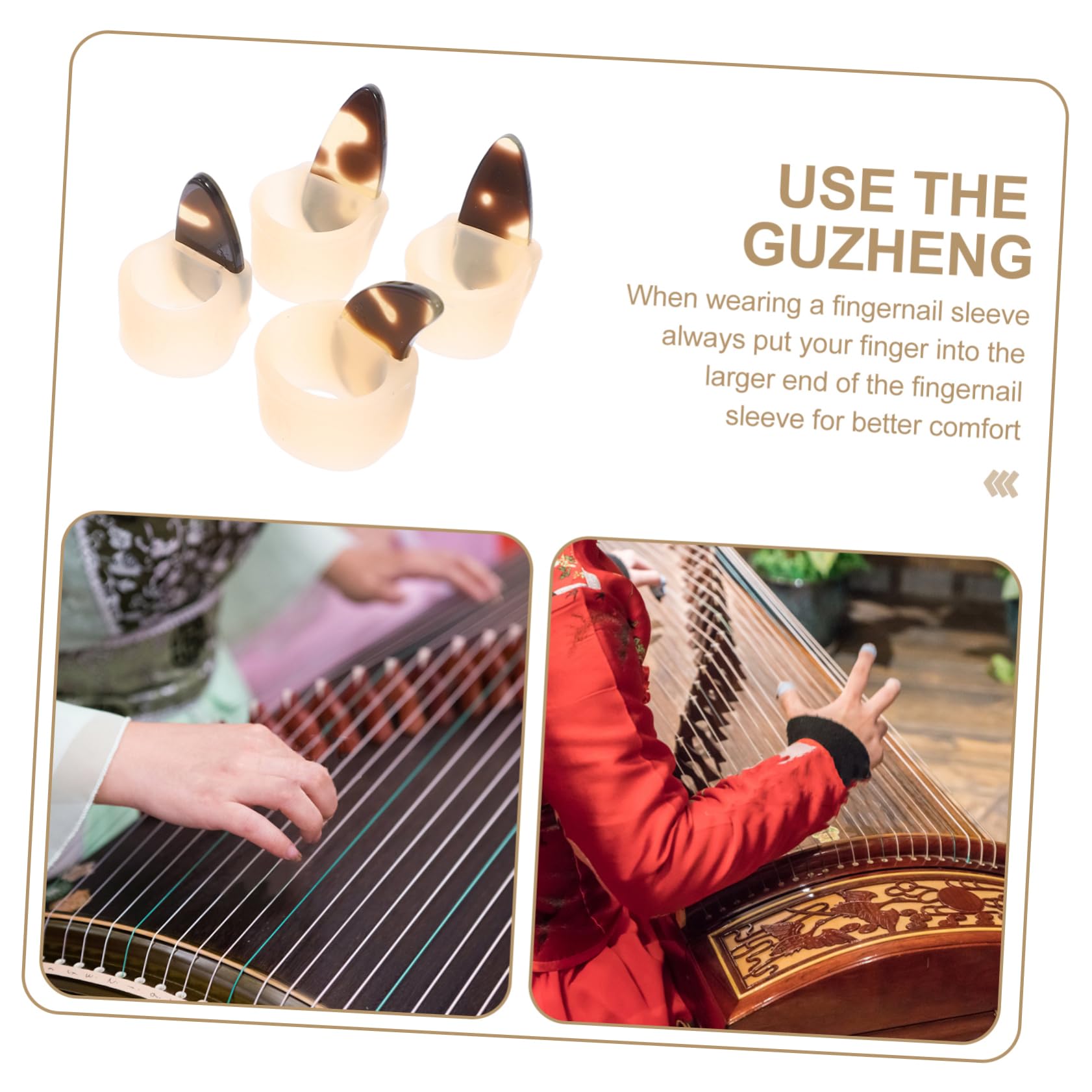 Toyvian Guzheng zestaw do paznokci, opaska na paznokcie, dla dzieci, gitara basowa, Guzheng do ćwiczeń, Guzheng Play, silikonowe osłony paznokci Guzheng, Erhu