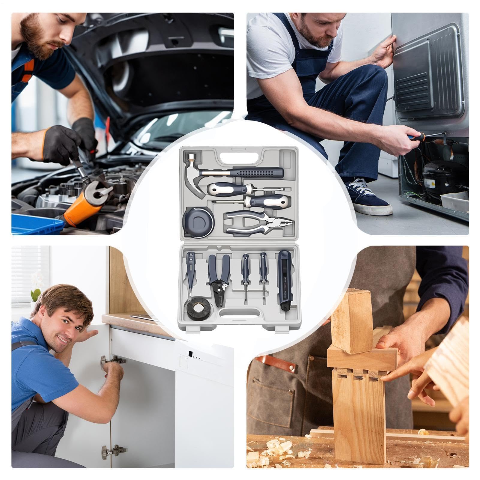 Kit Di Attrezzi Di Base Per La Casa 11 Pezzi Hardware Multifunzione | Set Porta Attrezzi Per Riparazioni Domestiche Auto Appartamento College Ufficio Outdoor Campeggio Mobili Garage