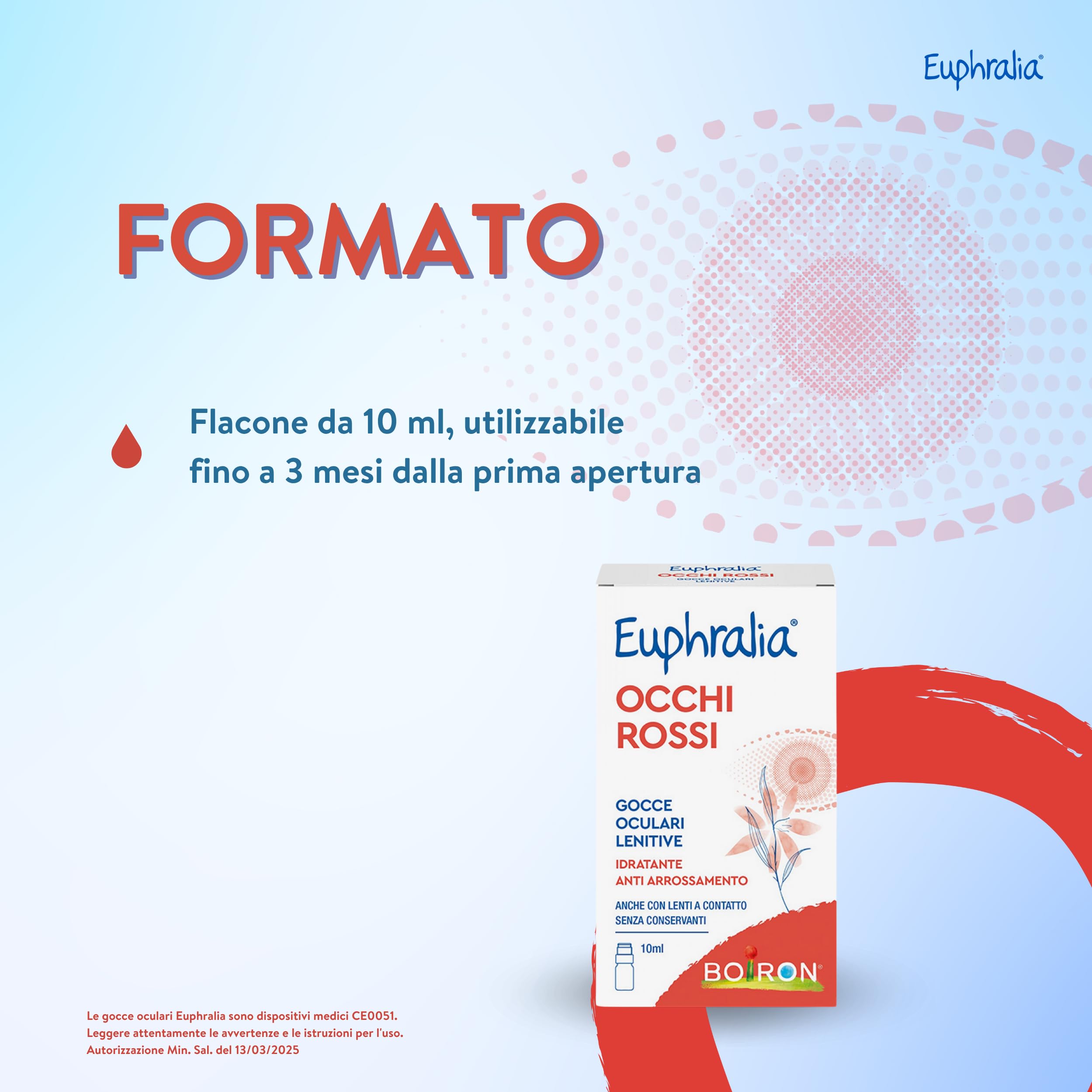 Euphralia Occhi Rossi - Gocce Oculari Lenitive, Rimedio in caso di Discomfort Oculare e Arrossamento, Idratante, con Acido Ialuronico, Acqua Distillata di Camomilla - Flacone da 10 ml + Panno Occhiali