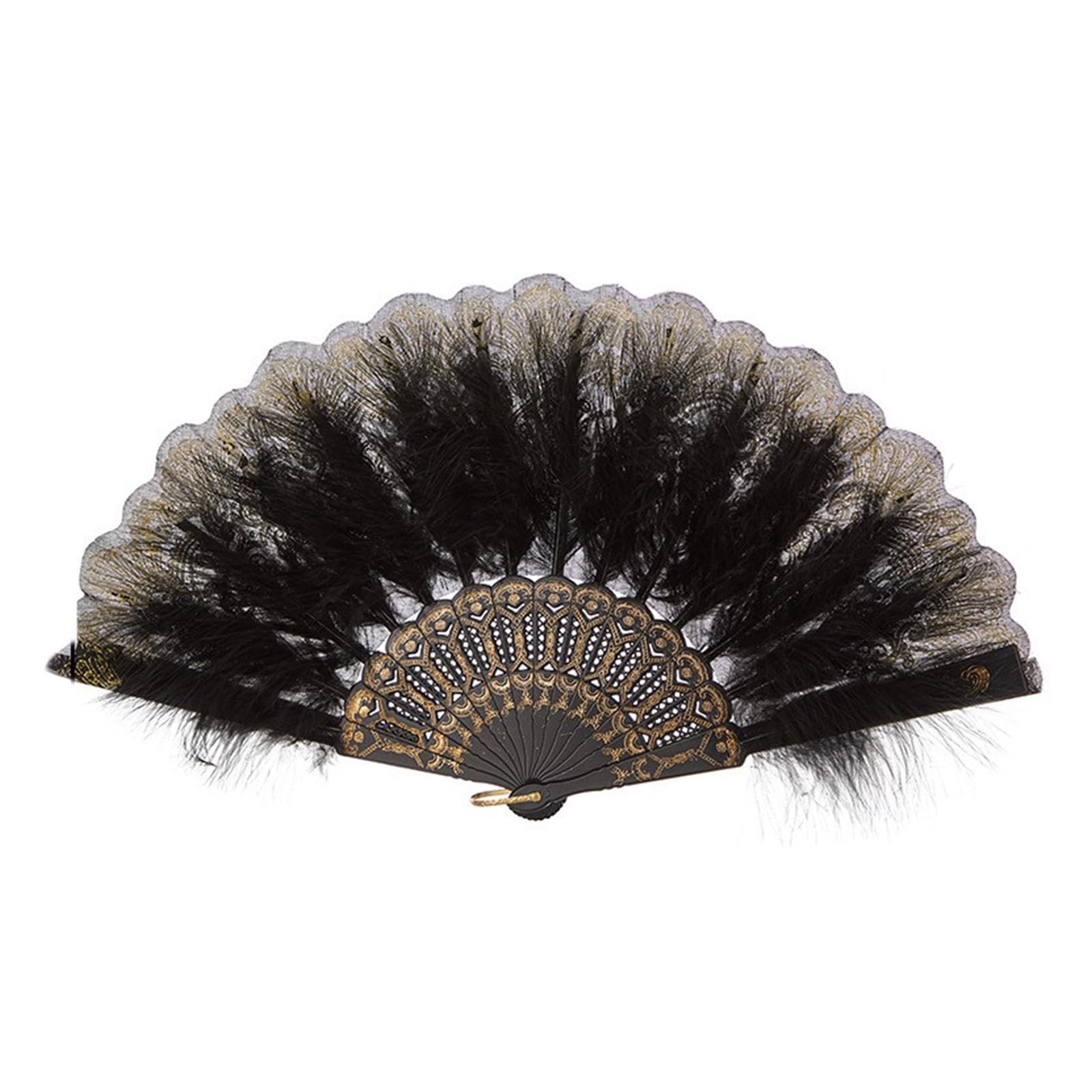 Buxuaaaa Feather Fan Chinese Large Hand Fan for Costume Props Party Dancing Wedding Home Decorations Hand for Womens Foldable