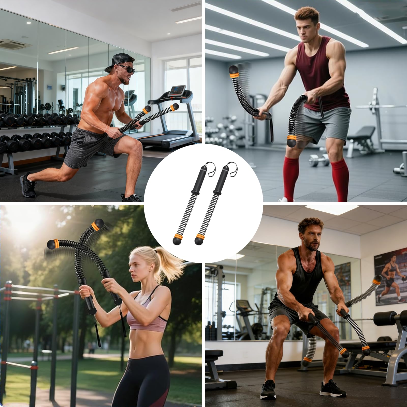 2 Pezzi Battle Rope, Corde da Allenamento, Corde Fitness, Resistenza Regolabile Attrezzo Palestra, Allenamento a Casa, per Home Gym, Cardio, HIIT, Forza e Muscolazione